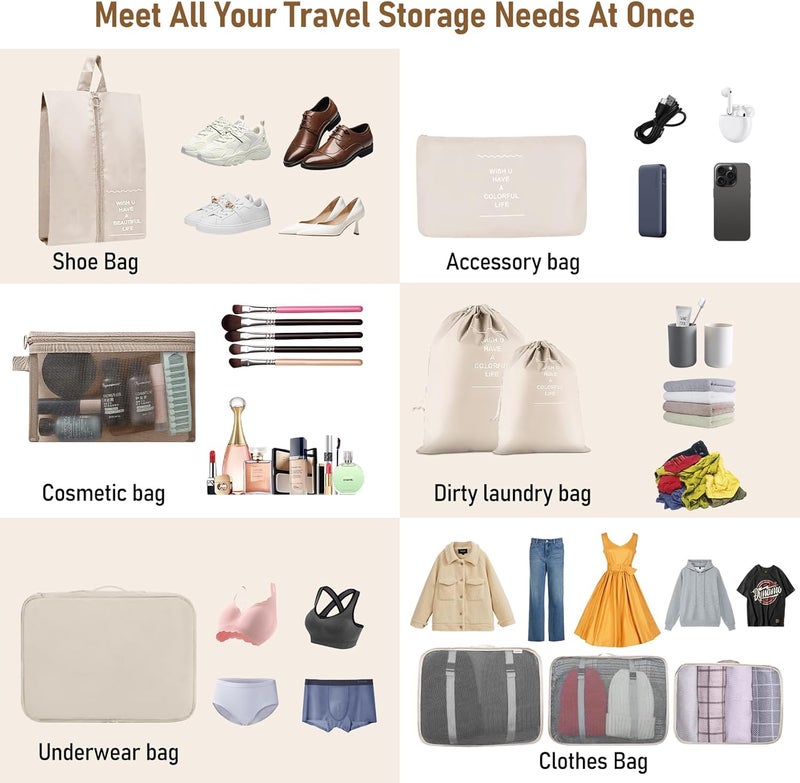 YEEYAA Packing Cubes for Travel-10 Set Luggage Organizer Bags for Family, Mesh Breathable Packing Cubes for Suitcases Durable Travel Essentials Bags Set - Image 4